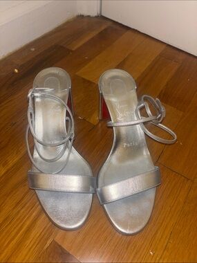 Christian Louboutin Silver Strappy Choca Girl 70 MM